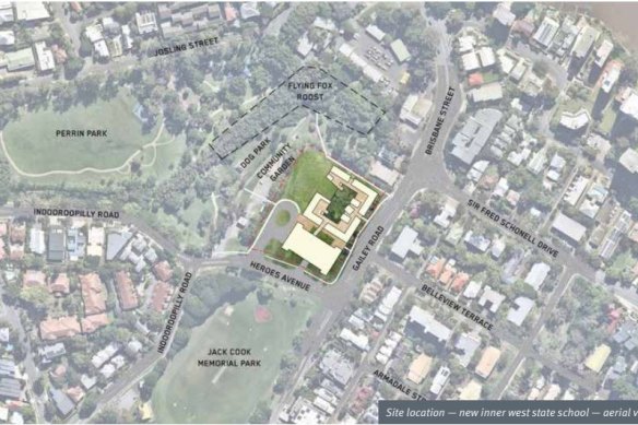 The location of the proposed school at the former Toowong Bowls Club.