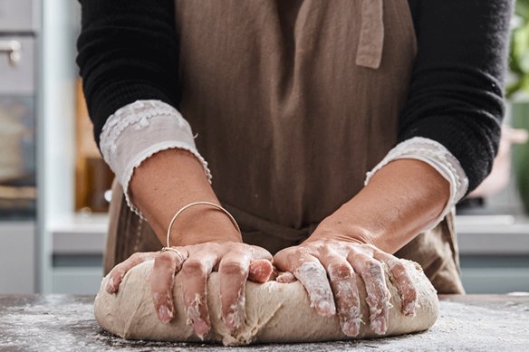 Making sourdough bread at home.