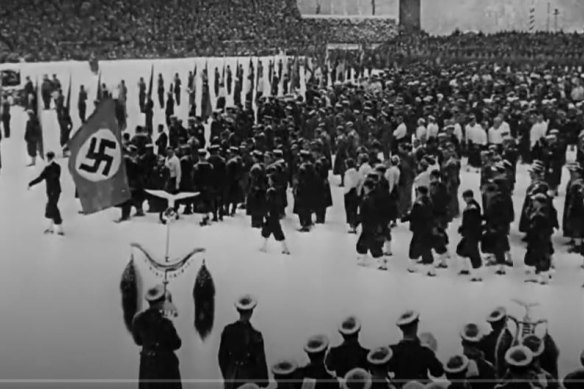 Perfect weather with a fresh fall of snow at the 1936 Winter Olympics in Germany. 