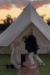 Annabel Walker "glamping" with friends in the Southern Highlands earlier this year.