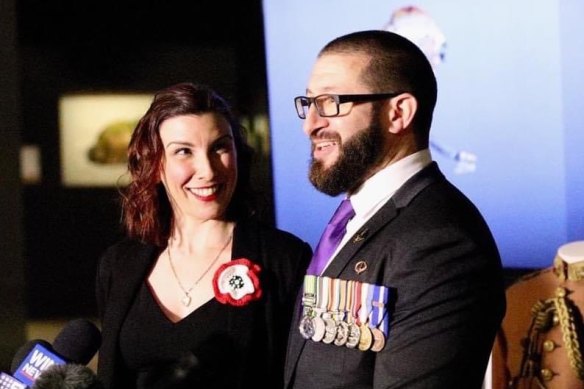 Renee Wilson, chief executive of Australian War Widows NSW, with husband Gary Wilson, of the 2nd Commando Regiment , a survivor of  the Blackhawk helicopter accident in Afghanistan that killed three Australian commandos and wounded six,
