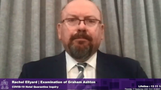 Former police chief commissioner Graham Ashton giving evidence to the inquiry in September.