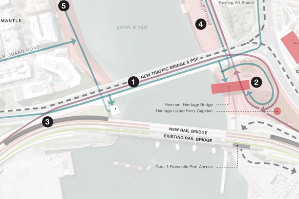 Main Roads' plan for Fremantle Traffic Bridge.