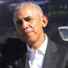 Former President Barack Obama (centre) at the groundbreaking ceremony for his Obama Presidential Centre in Chicago in September 2021.