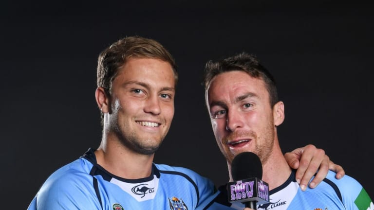 Hostage swap: Matt Moylan and former Blues teammate James Maloney.