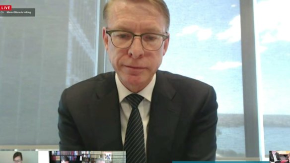 Crown Resorts CEO Ken Barton giving evidence to the NSW Independent Liquor and Gaming Authority's probity inquiry on Wednesday. 