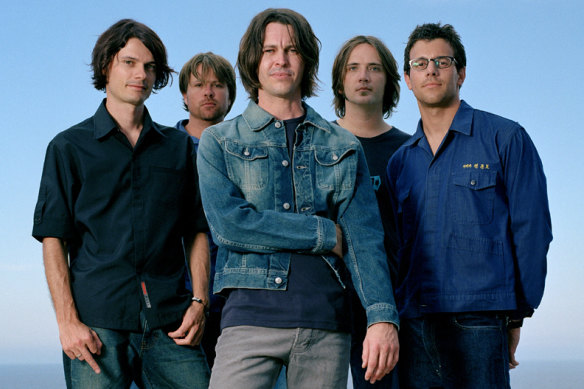 Bernard Fanning (centre) with Powderfinger bandmates (from left) Darren Middleton, John Collins, Ian Haug and Jon Coghill.  