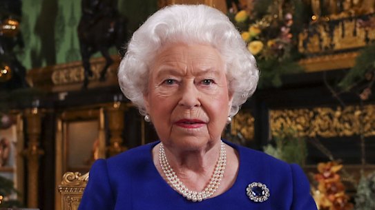 Queen Elizabeth II in her annual Christmas broadcast at Windsor Castle.