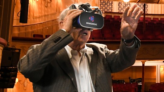 Director Bruce Beresford with Macbeth performers Simon Meadows andd Eleanor Greenwood.