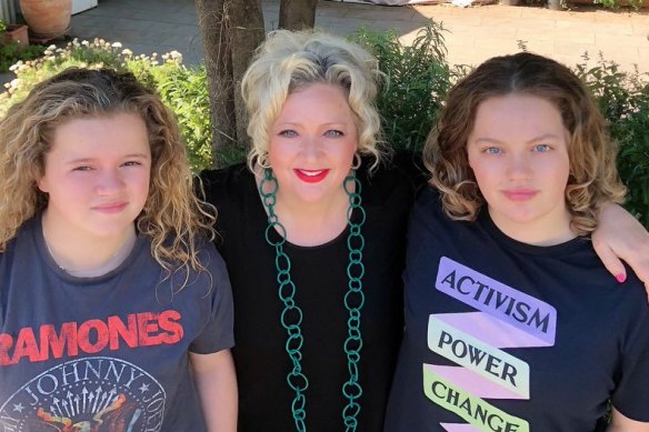 Victorian Labor MP Jill Hennessy with her daughters Ginger (left) and Lily Rose. 