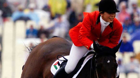 Princess Haya, then of Jordan, show jumping in Sydney in 2000.