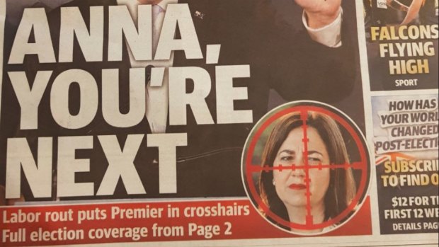 The Sunshine Coast Daily's Monday front page featuring Premier Annastacia Palaszczuk in crosshairs.