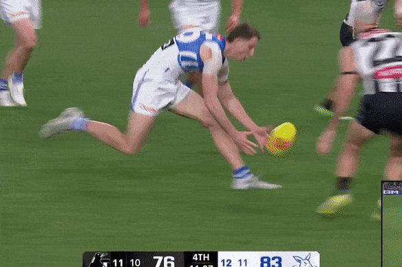 Magpie Billy Frampton was cited for rough conduct over this incident in the fourth quarter.