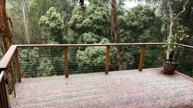 Many Victorian backyards were blanketed in white hail.