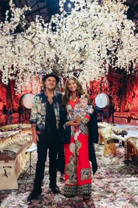 Camilla Franks with her daughter Luna and fiance JP Jones on Thursday, ahead of her closing show at MBFWA.