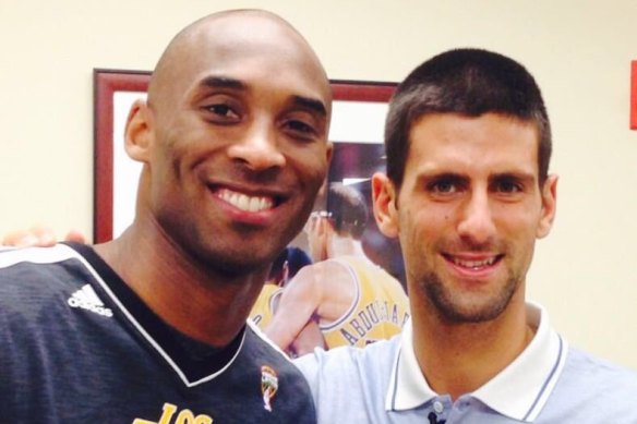 Kobe Bryant and Novak Djokovic pose for a photo in 2016.