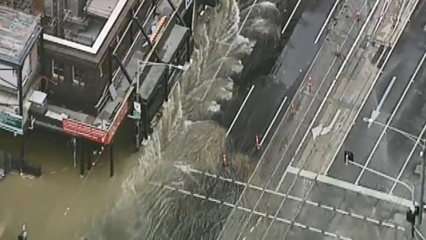 Afternoon traffic chaos expected as burst water main sends water gushing down CBD street