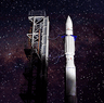 Gilmour Space’s rocket stands on its launchpad.