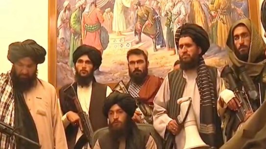 The Taliban inside the presidential palace in Kabul.