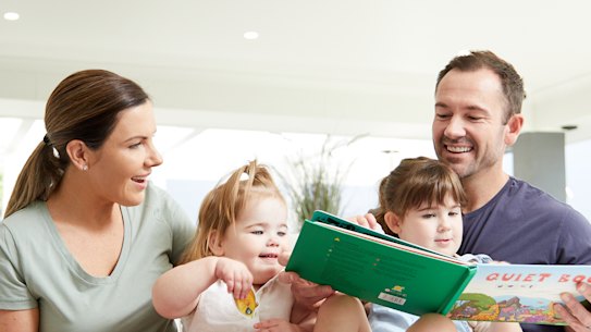 Jess Whatman with husband Clint and their two girls, Jovi and Ella.