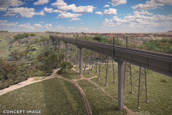 An image of part of the Melbourne Airport Rail project, released by the state government earlier this year. 