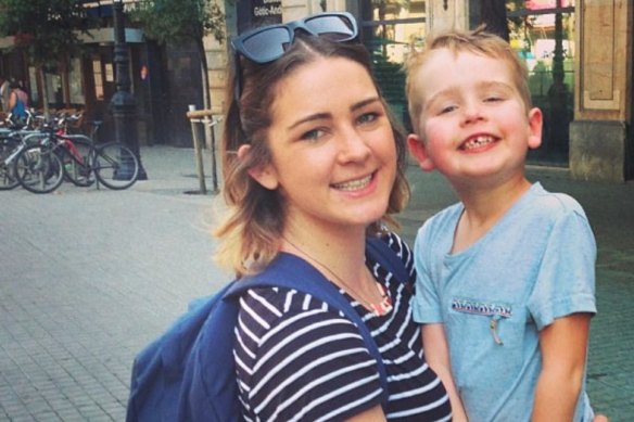 Odette Barry with her son. 