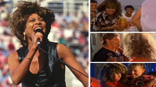 Tina Turner and stills from the 1990 Simply the Best commercial. 