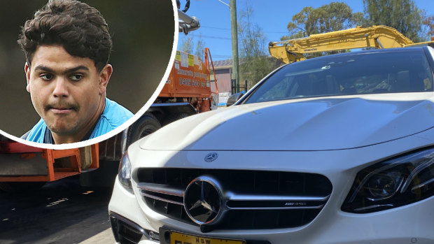 Taken for a ride: The Mercedes Latrell Mitchell has been driving was lent to him by a friend.