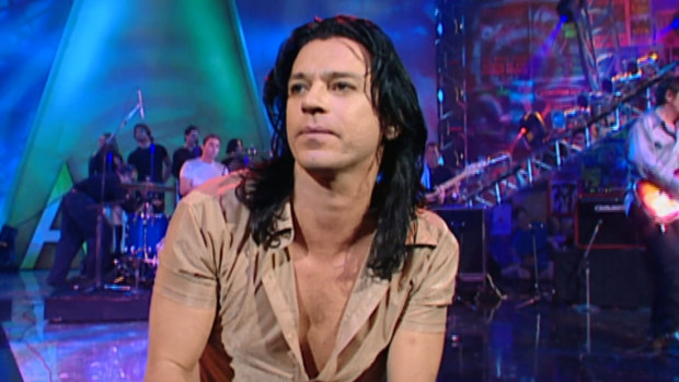 Michael Hutchence performing with INXS at the 1996 ARIAs.