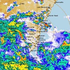 The low pressure system circling Sydney is heading north and east. 