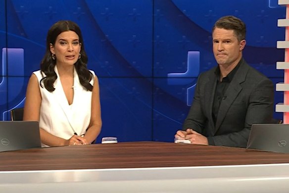 Amelia Brace and Denham Hitchock bring serious news chops to the first episode of 10 News+.