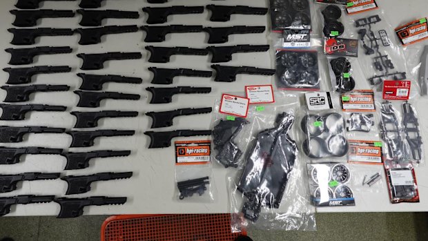 Illegal gun parts were allegedly shipped into Australia.