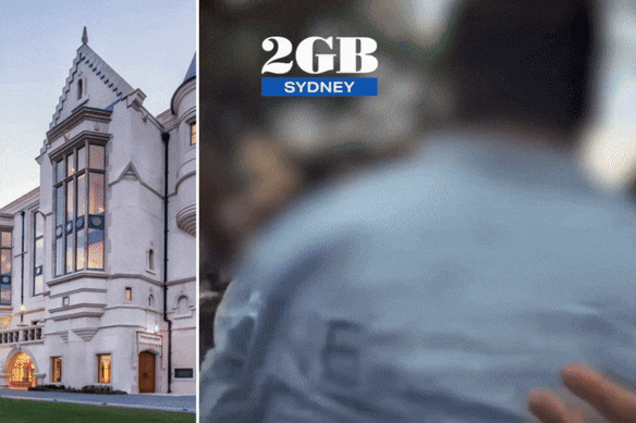 Scots College (left) and an edited part of the video in which a student was humiliated after being forced to walk through a “human tunnel”. 