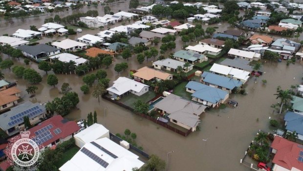 Flooding in the Townsville suburb of Oonoonba on Monday morning.