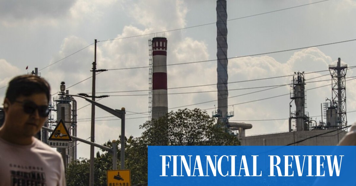 Fuel storage tanks at an industrial port