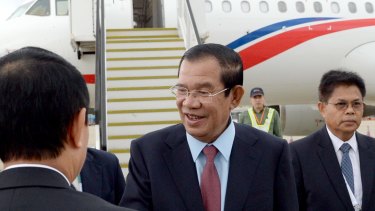 Cambodia's Prime Minister Hun Sen at Sydney Airport for the ASEAN-Australia Special Summit in March.