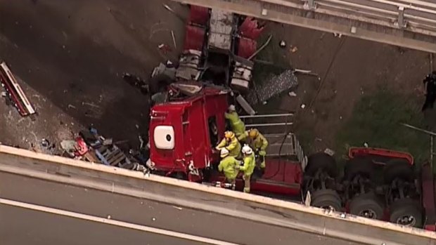 Emergency services were on scene after a truck rollover in Brisbane's south.