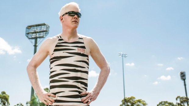 Researchers have confirmed "pale" melanomas are genetically linked to albinism. Pictured is Chad Perris, a Canberra athlete with albinism.