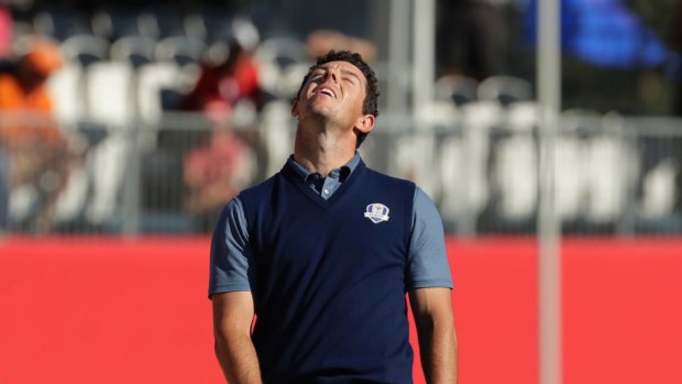 Unfamiliar: Rory McIlroy during the unsuccessful 2016 Ryder Cup campaign.