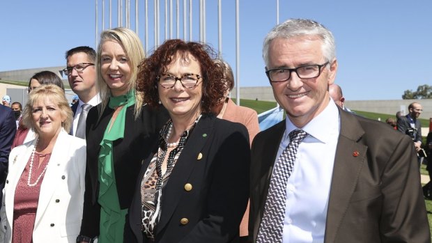 Senator Gerard Rennick, right, pictured at the Women’s March 4 Justice in Canberra.