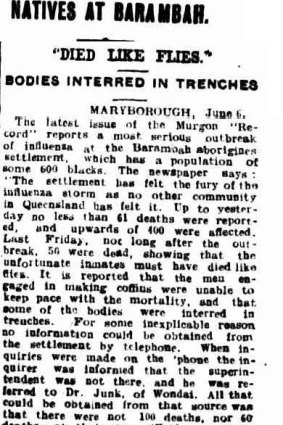 An excerpt from an article published in the Brisbane Courier on June 7, 1919. 