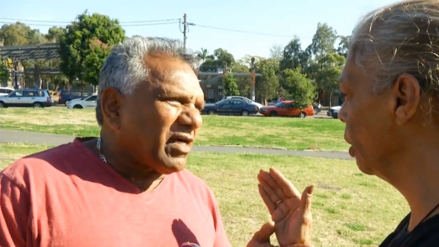 Mick Mundine and Jenny Munro at the 2014 opening of the tent embassy in Redfern