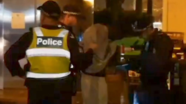 Two people have been arrested on Acland Street in St Kilda on Saturday night after a brawl.
