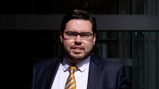 Bruce Lehrmann outside the Federal Court in Sydney on Monday.