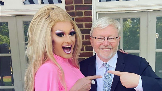 Kevin Rudd shows Pride as dark clouds shadow rainbow celebrations