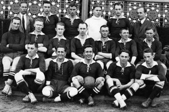 The Bohemians Praha team on tour in Australia in 1927.