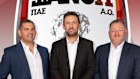 From left: the elusive Bill Papas (President Xanthi FC) with former Xanthi FC coach Tony Popovic and Xanthi FC board member Damon Hanlin.