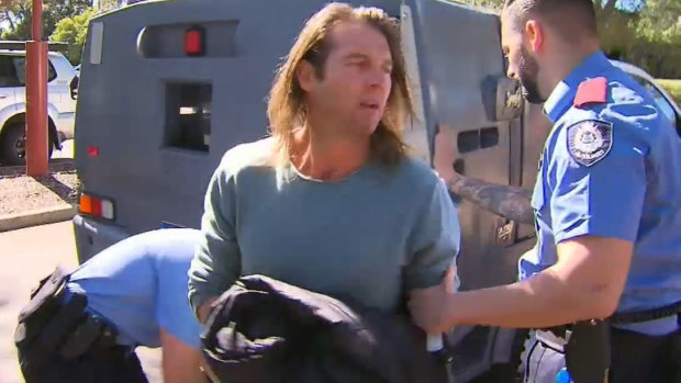 Fallen Eagles star Ben Cousins after being arrested in Victoria Park. 