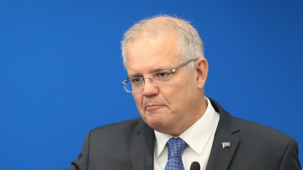 Scott Morrison announces the government's climate package at a function in Melbourne.
