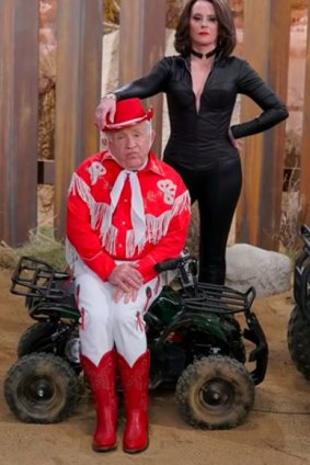 Leslie Jordan in <i>Will and Grace</i> with Karen (Megan Mullally). He says his Instagram posts are a way to help amid the pandemic.